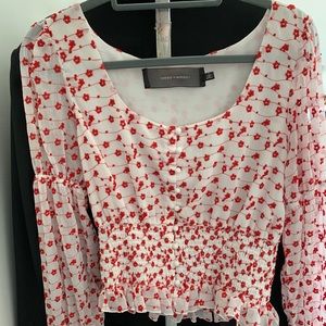 Red and white floral top